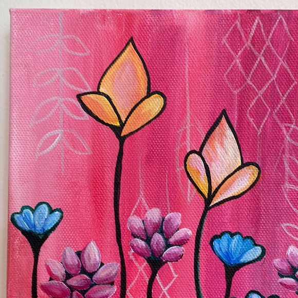 Tulip Flower Pink Original 8x10 Painting Wall Art - Picture 5 of 5